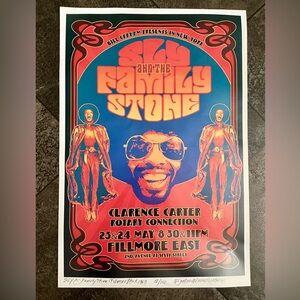 New! Sly and the Family Stone Live at the Fillmore 1969 Concert Poster Wall Art